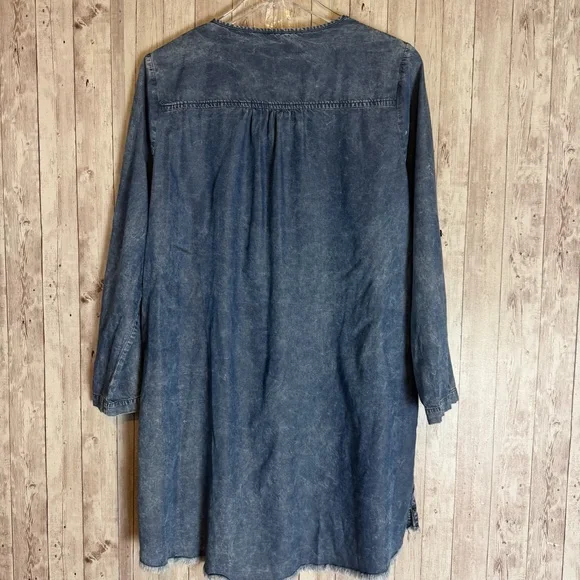 JOH Washed Indigo Blue Asymmetrical Tencel Tunic - Picture 4 of 5